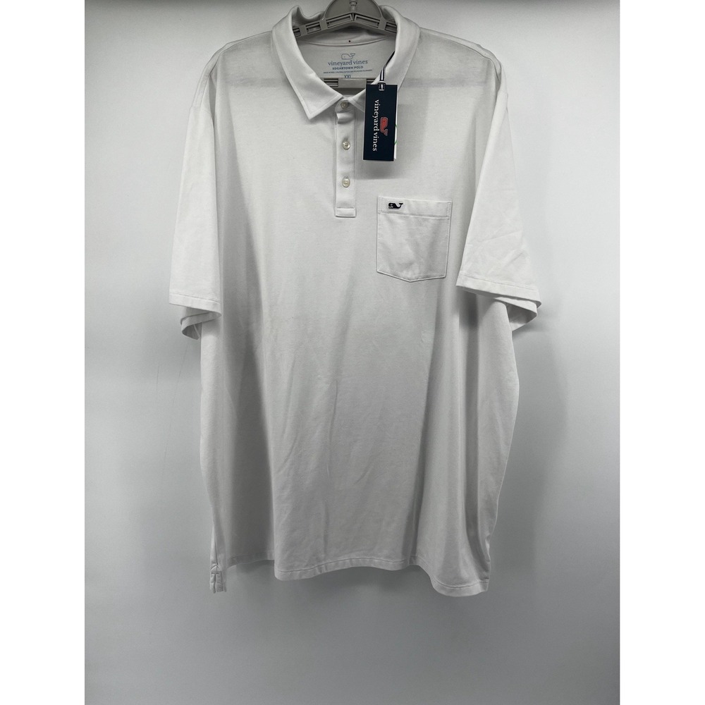 Vineyard Vines Edgartown Polo Men's XXL White Cap Performance Solid Pocket